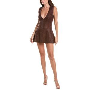 Retrofête Womens  Bastet Embellished Wool-Blend Dress, Brown